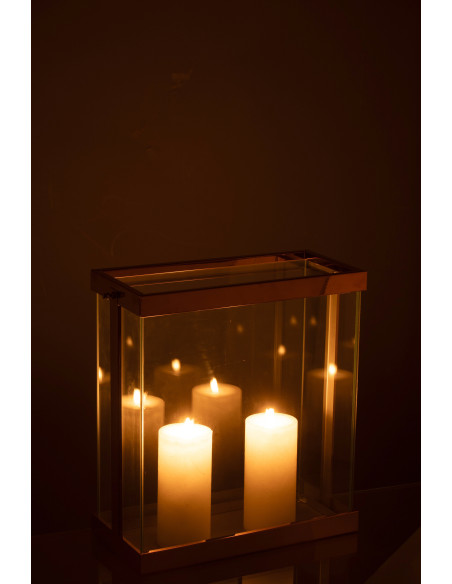 Photophore original XL Hauteur 35 cm en Métal Cuivré Verre Transparent Invar - 3