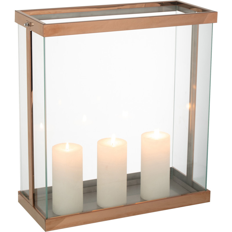 Photophore original XXL Hauteur 42 cm en Métal Cuivré Verre Transparent Invar - 1