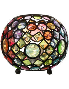 Photophore original Boule mosaïque Diamètre 20 cm en Plastique Multicolore Métal Noir Iralo - 1
