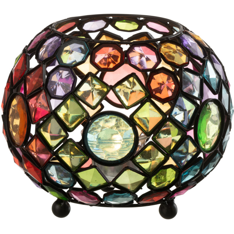 Photophore original Boule mosaïque Diamètre 20 cm en Plastique Multicolore Métal Noir Iralo - 1