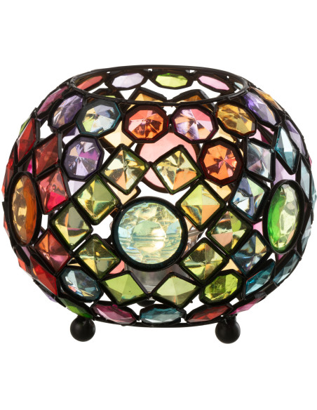 Photophore original Boule mosaïque Diamètre 20 cm en Plastique Multicolore Métal Noir Iralo - 1