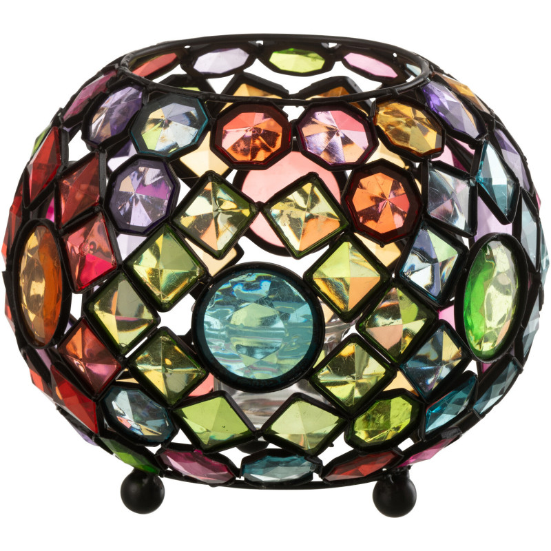 Photophore original Boule mosaïque Diamètre 20 cm en Plastique Multicolore Métal Noir Iralo - 3