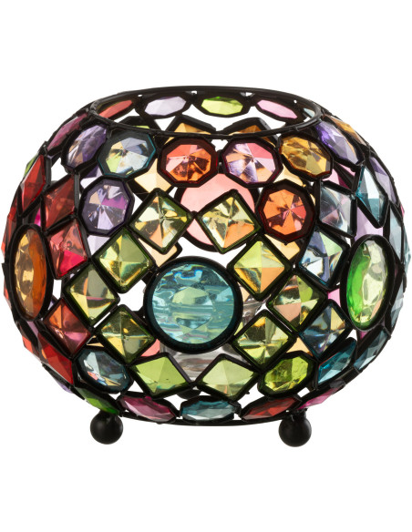 Photophore original Boule mosaïque Diamètre 20 cm en Plastique Multicolore Métal Noir Iralo - 3