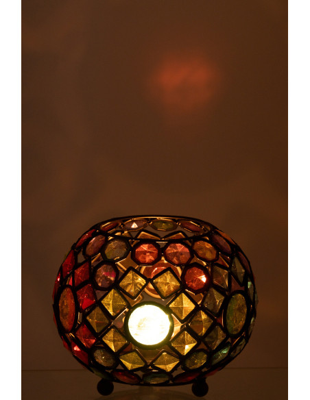 Photophore original Boule mosaïque Diamètre 20 cm en Plastique Multicolore Métal Noir Iralo - 4