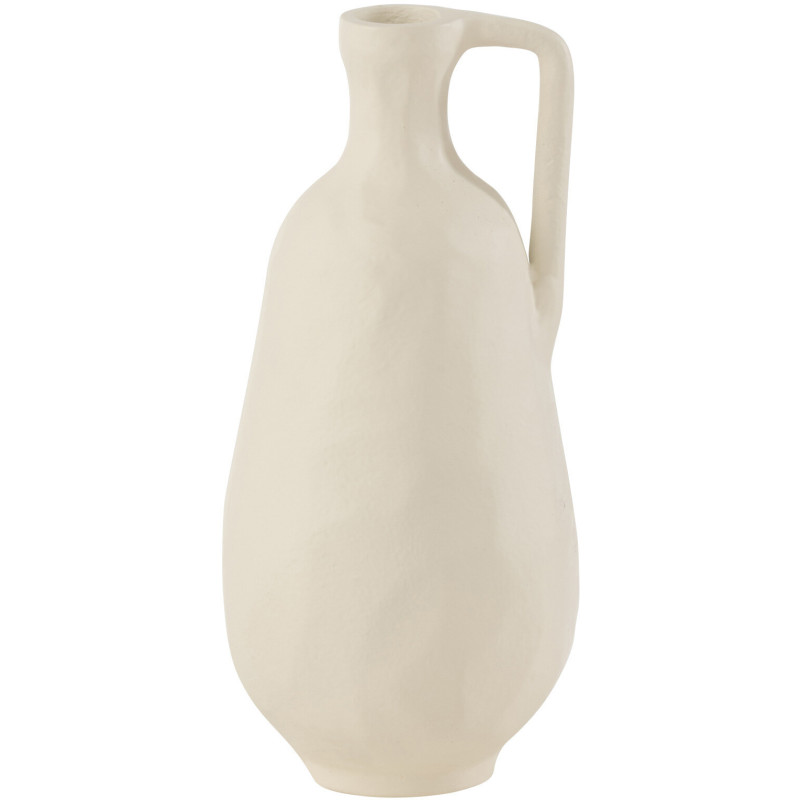Vase avec anse Pichet Hauteur 23 cm en Métal Blanc Goa - 1