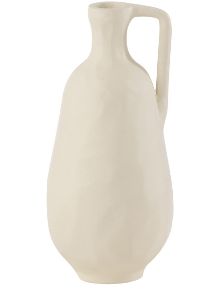 Vase avec anse Pichet Hauteur 23 cm en Métal Blanc Goa - 1