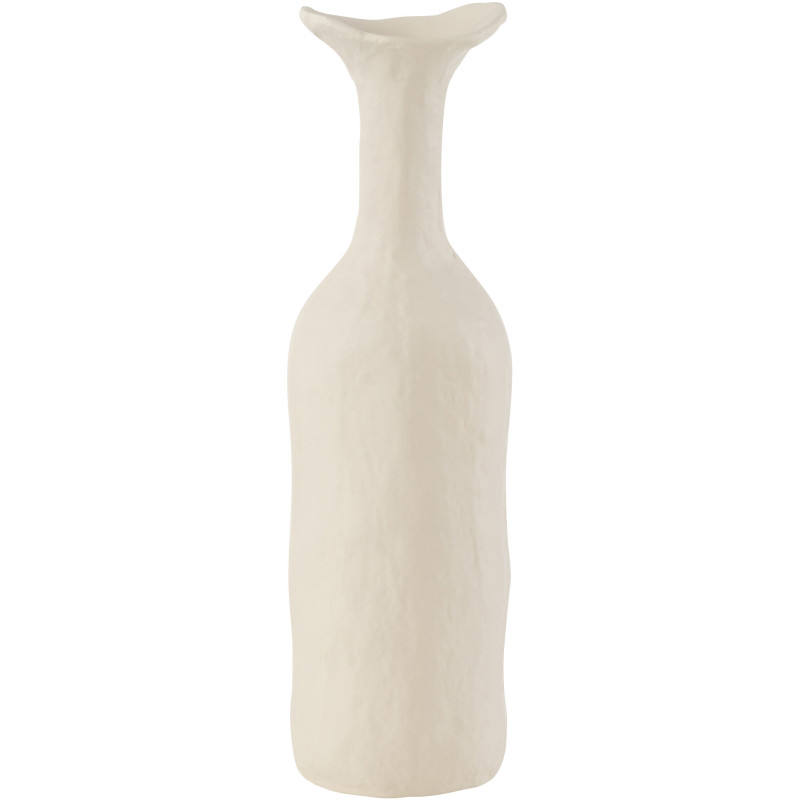 Vase moderne Bouteille Hauteur 39 cm en Métal Blanc Agra - 1