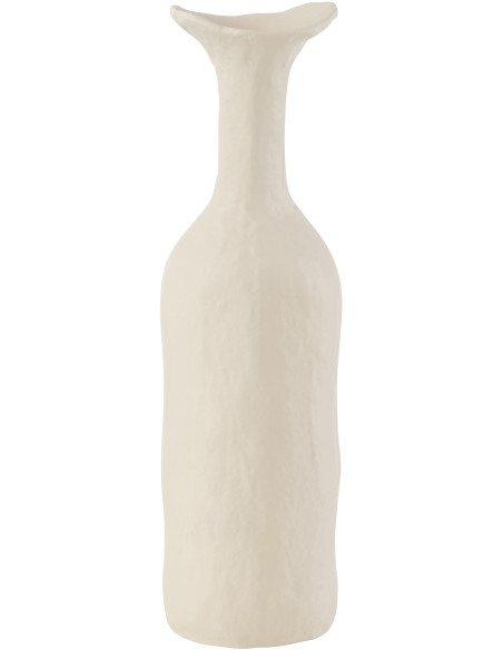 Vase moderne Bouteille Hauteur 39 cm en Métal Blanc Agra - 1