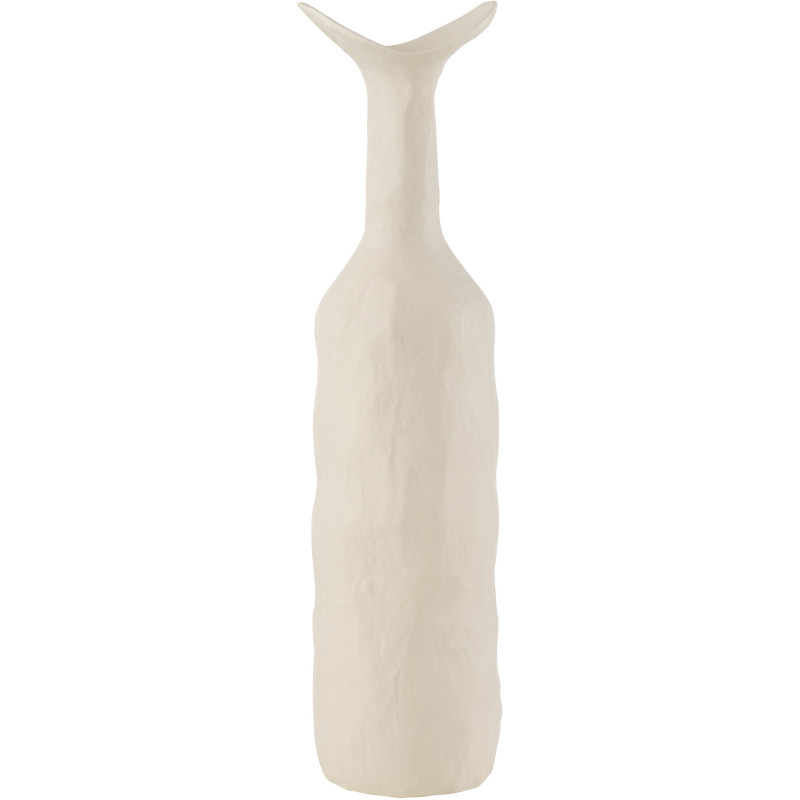 Vase moderne Bouteille XL Hauteur 50 cm en Métal Blanc Agra - 1