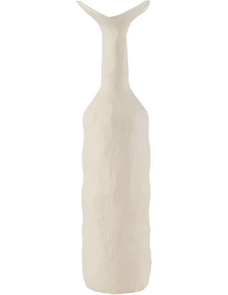 Vase moderne Bouteille XL Hauteur 50 cm en Métal Blanc Agra - 1