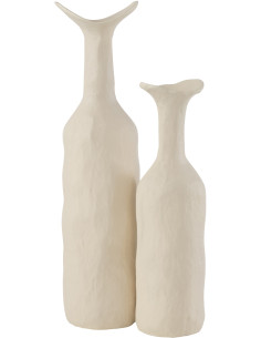 Vase moderne Bouteille XL Hauteur 50 cm en Métal Blanc Agra - 1 2