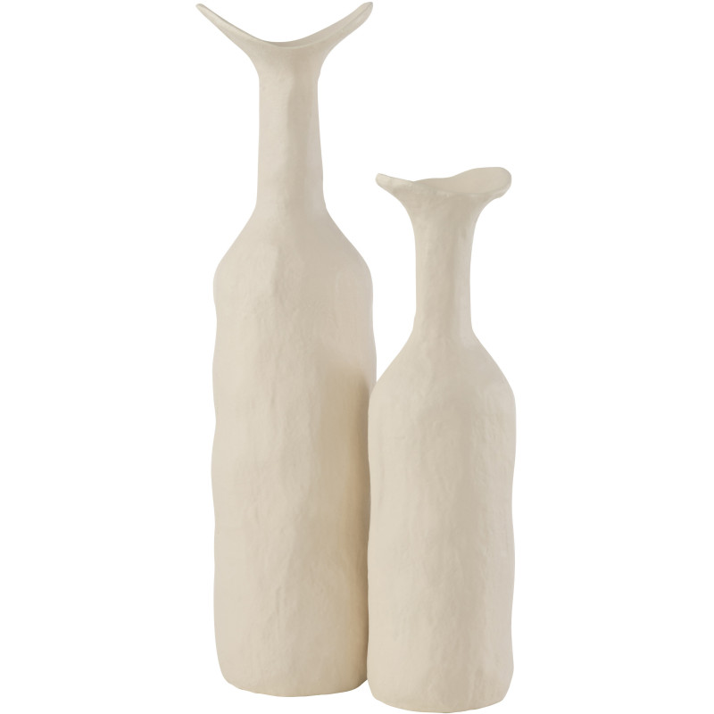 Vase moderne Bouteille XL Hauteur 50 cm en Métal Blanc Agra - 2