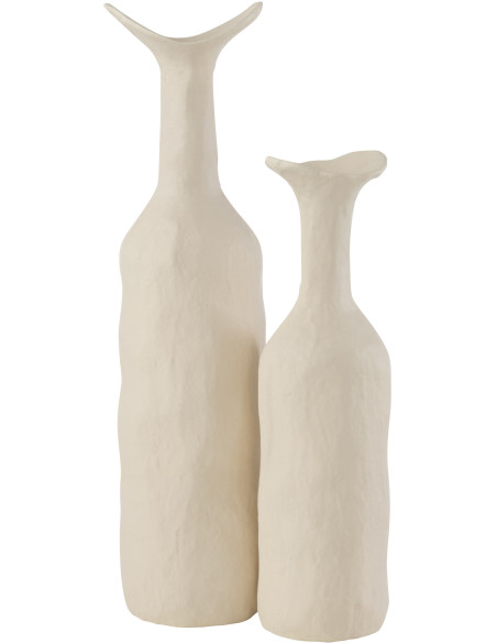 Vase moderne Bouteille XL Hauteur 50 cm en Métal Blanc Agra - 2