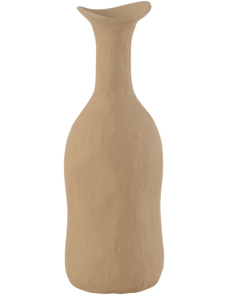 Vase moderne Bouteille Hauteur 39 cm en Métal Beige Agra - 1