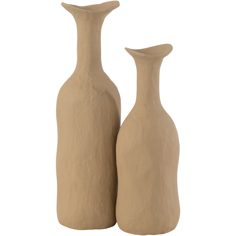 Vase moderne Bouteille XL Hauteur 50 cm en Métal Beige Agra - 3
