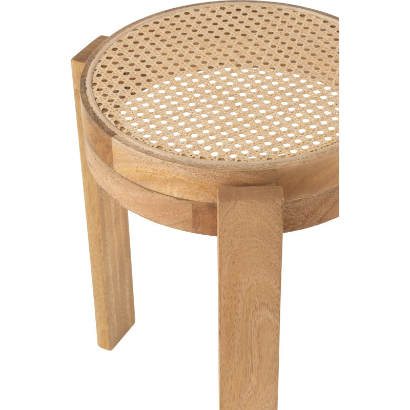 Tabouret moderne Rond en Rotin Naturel Cannage Bois de manguier Pune - 2