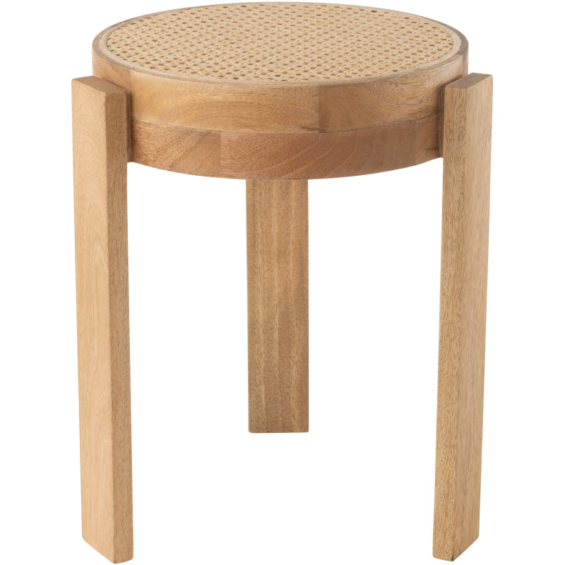 Tabouret moderne Rond en Rotin Naturel Cannage Bois de manguier Pune - 3