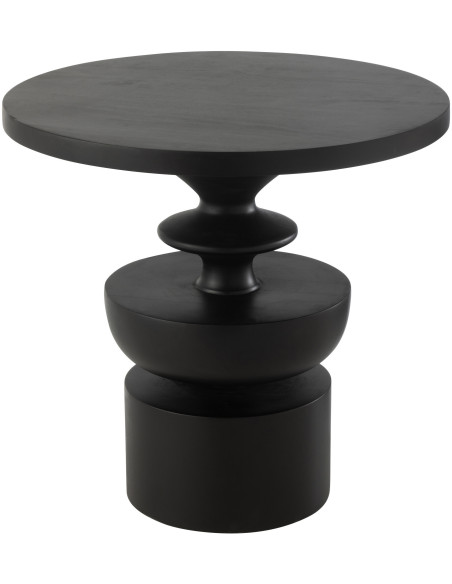 Table basse moderne Ronde en Bois de manguier Noir Goa - 1