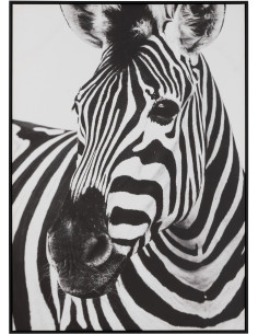 Toile murale originale imprimée Zèbre 103x143 Cadre en bois Noir Blanc Falvin - 1