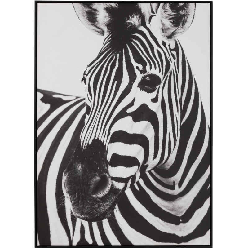 Toile murale originale imprimée Zèbre 103x143 Cadre en bois Noir Blanc Falvin - 1