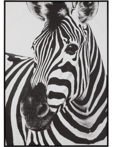 Toile murale originale imprimée Zèbre 103x143 Cadre en bois Noir Blanc Falvin - 1