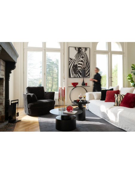 Toile murale originale imprimée Zèbre 103x143 Cadre en bois Noir Blanc Falvin - 2