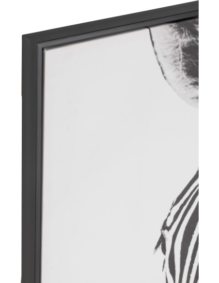 Toile murale originale imprimée Zèbre 103x143 Cadre en bois Noir Blanc Falvin - 3
