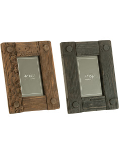 Cadre photo original en Bois de pin Marron Noir pour photo 10x15 cm Nick (Lot de 2) - 1