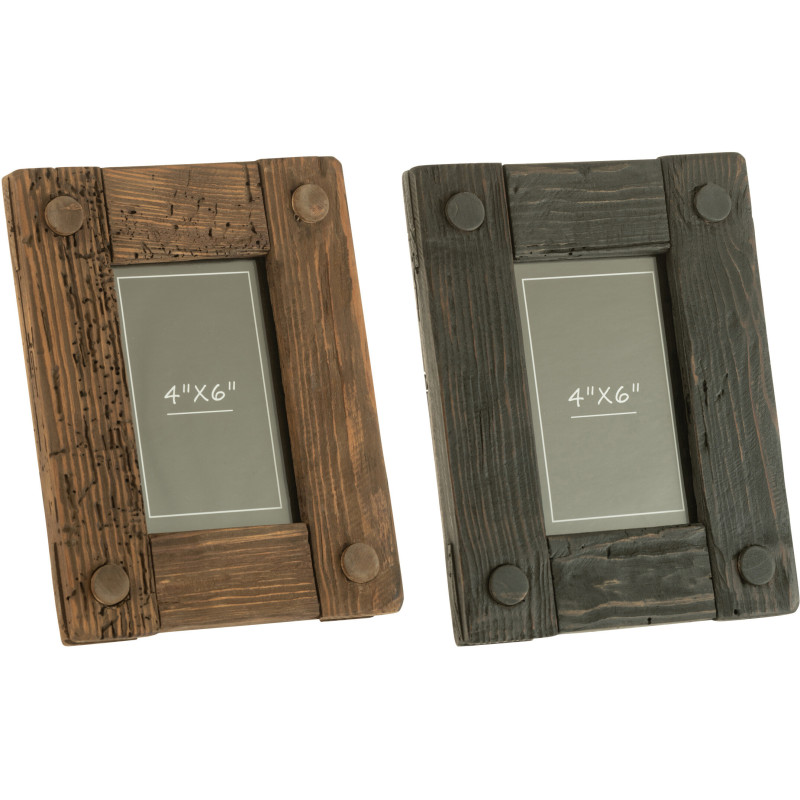 Cadre photo original en Bois de pin Marron Noir pour photo 10x15 cm Nick (Lot de 2) - 1