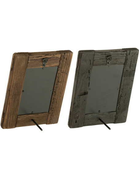 Cadre photo original en Bois de pin Marron Noir pour photo 10x15 cm Nick (Lot de 2) - 2