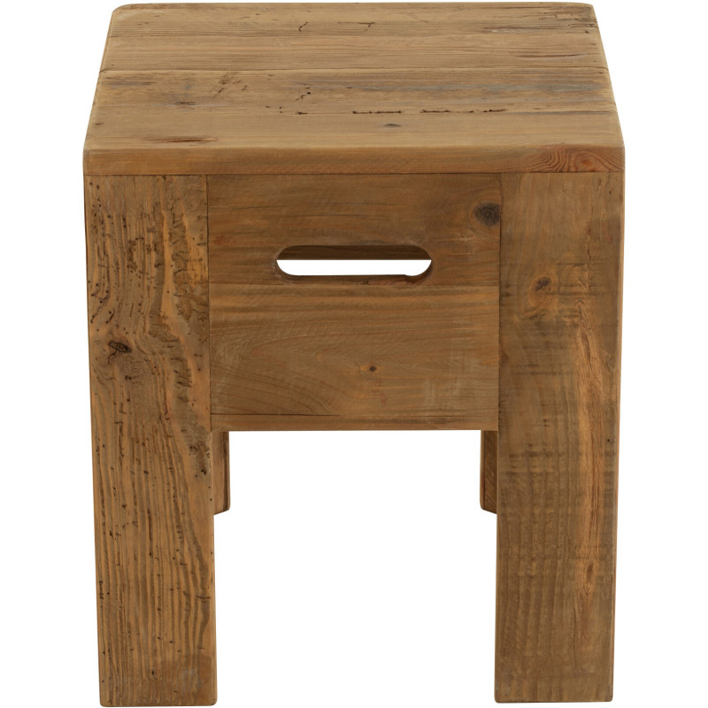 Tabouret vintage Carré en Bois de pin Marron Vieilli Will - 3