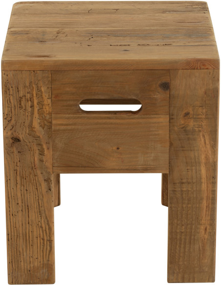 Tabouret vintage Carré en Bois de pin Marron Vieilli Will - 3