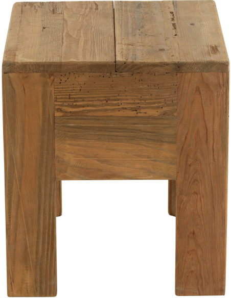 Tabouret vintage Carré en Bois de pin Marron Vieilli Will - 4