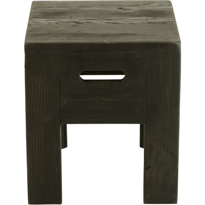 Tabouret vintage Carré en Bois de pin Noir Vieilli Will - 2