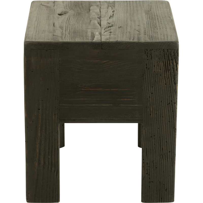 Tabouret vintage Carré en Bois de pin Noir Vieilli Will - 3