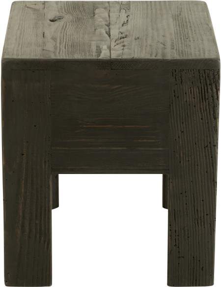 Tabouret vintage Carré en Bois de pin Noir Vieilli Will - 3
