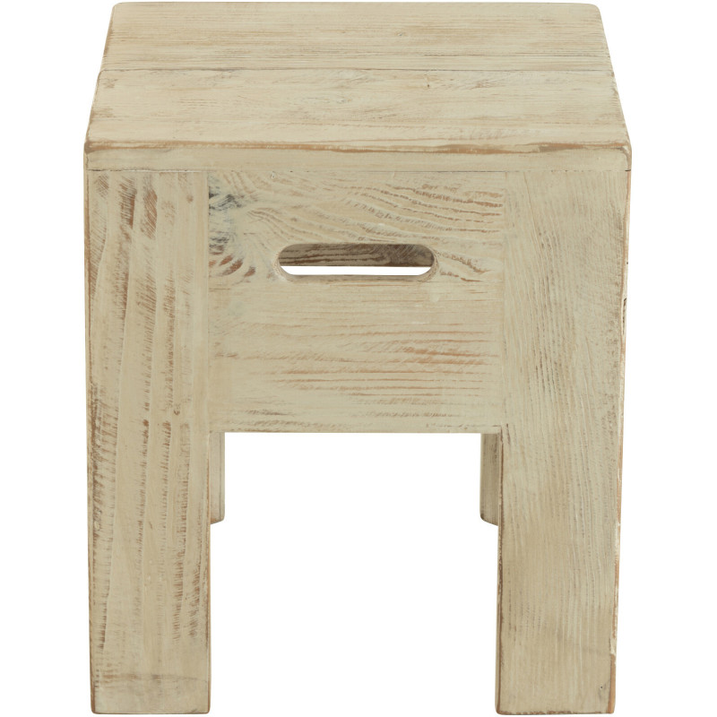 Tabouret vintage Carré en Bois de pin Blanc Vieilli Will - 2