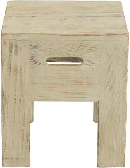 Tabouret vintage Carré en Bois de pin Blanc Vieilli Will - 2