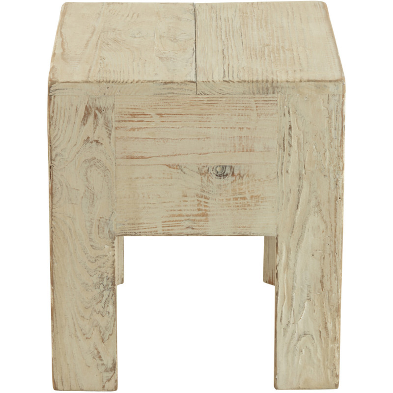 Tabouret vintage Carré en Bois de pin Blanc Vieilli Will - 3