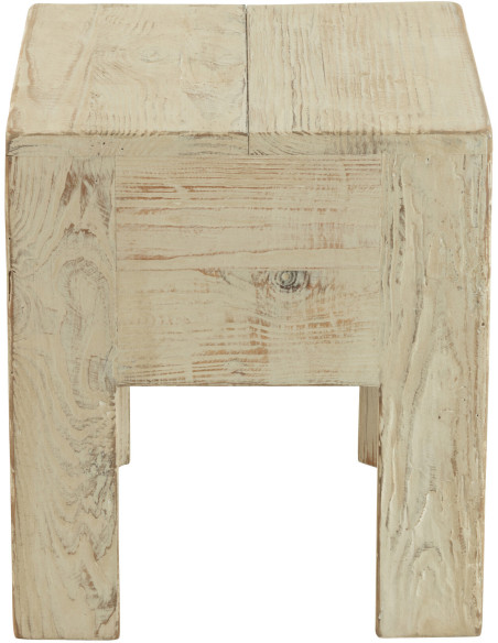 Tabouret vintage Carré en Bois de pin Blanc Vieilli Will - 3