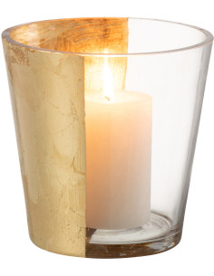 Photophore moderne bicolore Diamètre 12 cm en Verre Doré Transparent Boe - 1