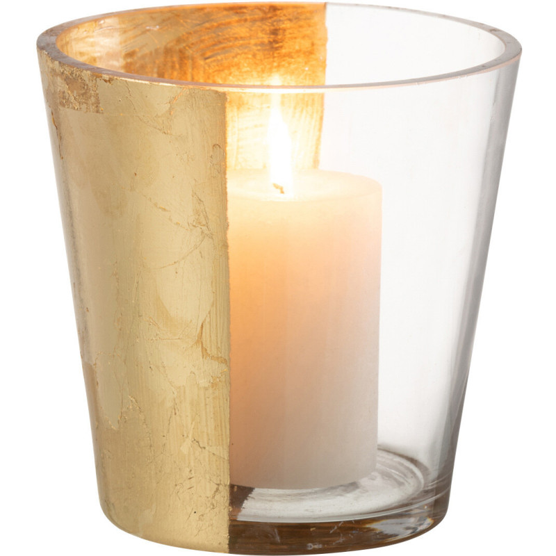 Photophore moderne bicolore Diamètre 12 cm en Verre Doré Transparent Boe - 1