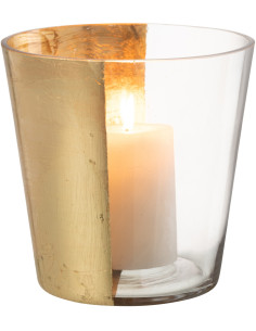 Photophore moderne bicolore XL Diamètre 18 cm en Verre Doré Transparent Boe - 1