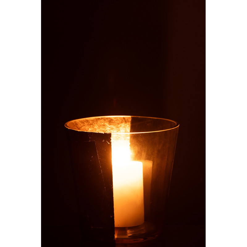 Photophore moderne bicolore XL Diamètre 18 cm en Verre Doré Transparent Boe - 4