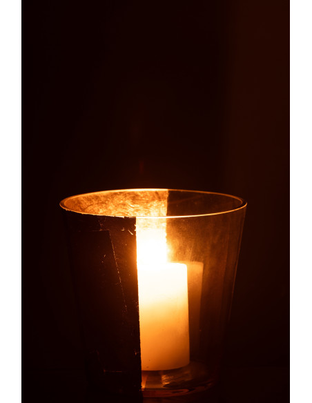 Photophore moderne bicolore XL Diamètre 18 cm en Verre Doré Transparent Boe - 4