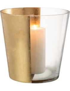 Photophore moderne bicolore XXL Diamètre 23 cm en Verre Doré Transparent Boe - 1