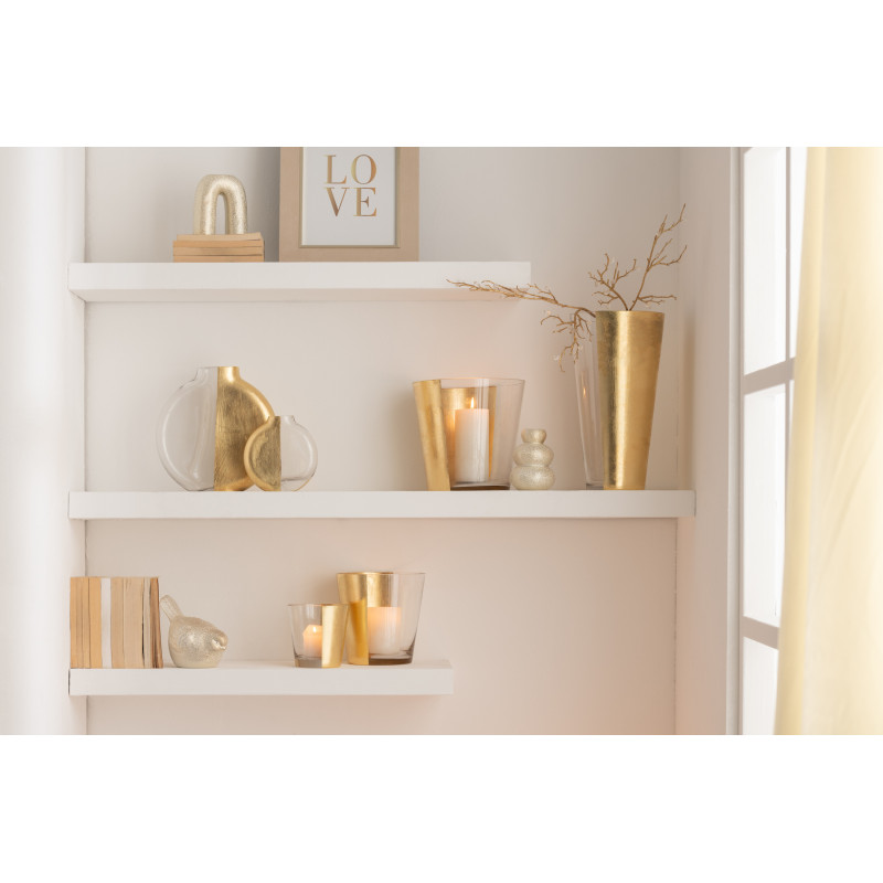 Photophore moderne bicolore XXL Diamètre 23 cm en Verre Doré Transparent Boe - 2