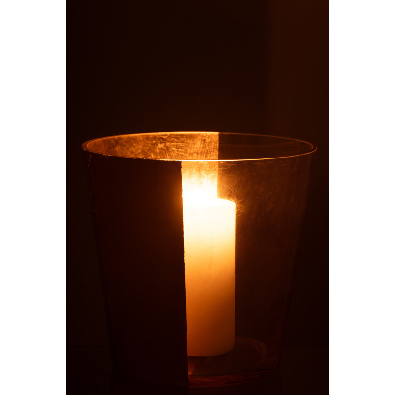 Photophore moderne bicolore XXL Diamètre 23 cm en Verre Doré Transparent Boe - 4