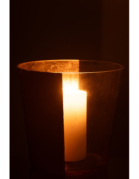 Photophore moderne bicolore XXL Diamètre 23 cm en Verre Doré Transparent Boe - 4