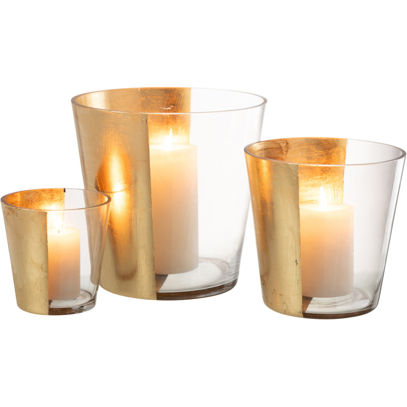 Photophore moderne bicolore XXL Diamètre 23 cm en Verre Doré Transparent Boe - 5